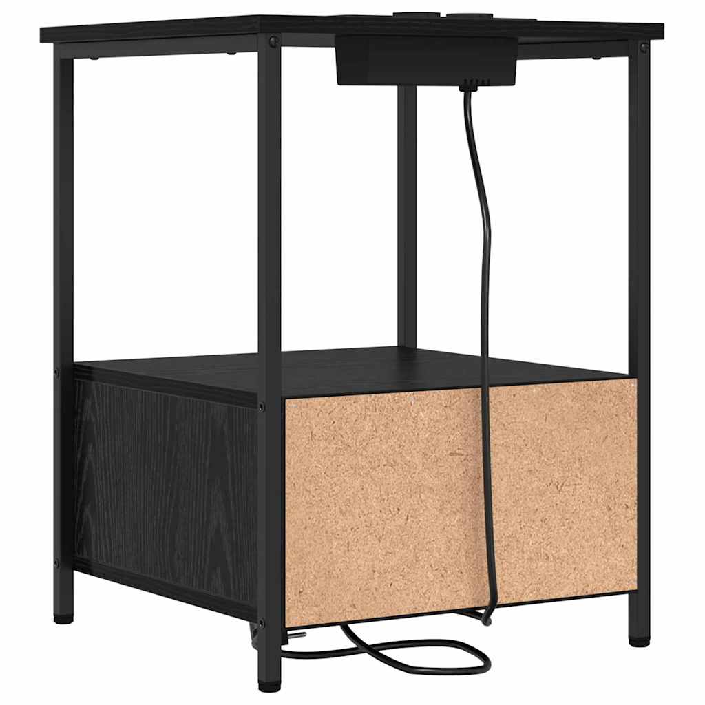 Armário Lateral com Estação de Carregamento Carvalho preto