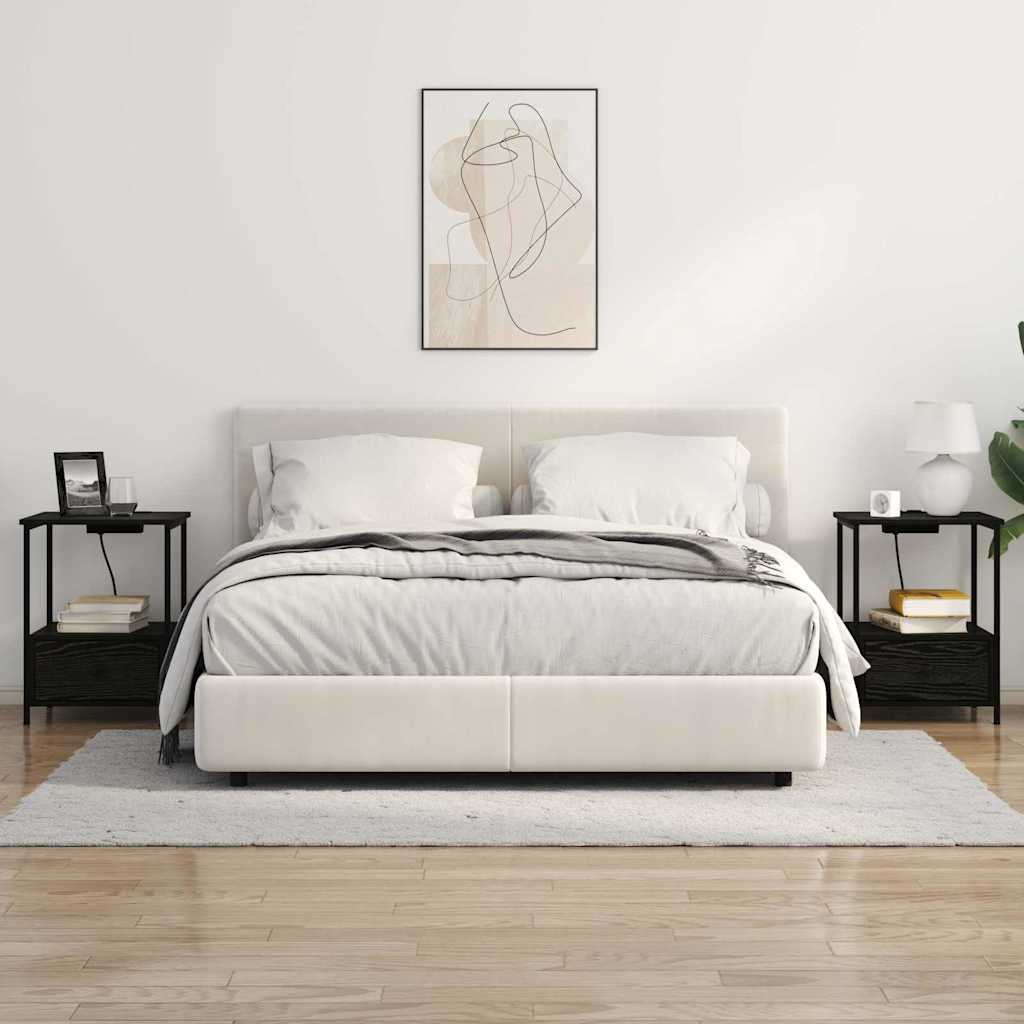 Armário Lateral com Estação de Carregamento Carvalho preto