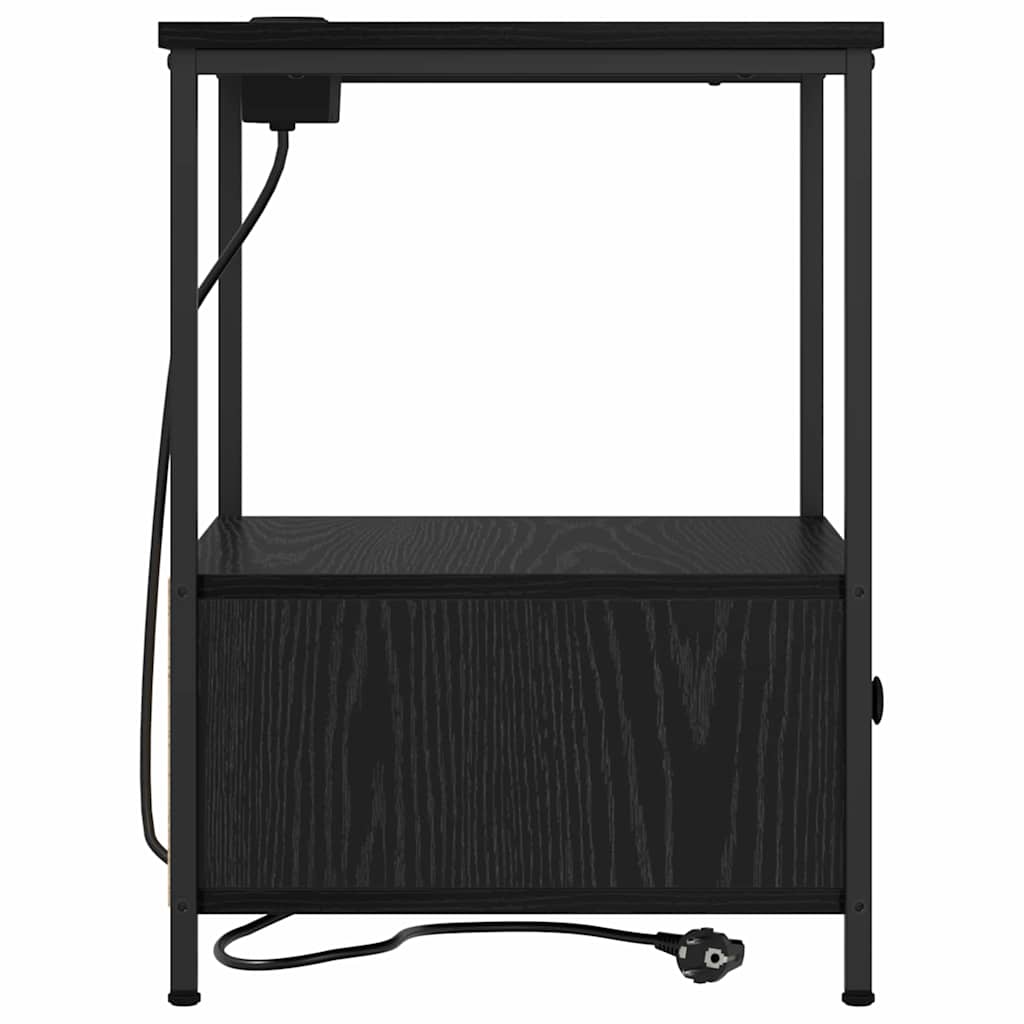 Armário Lateral com Estação de Carregamento Carvalho preto