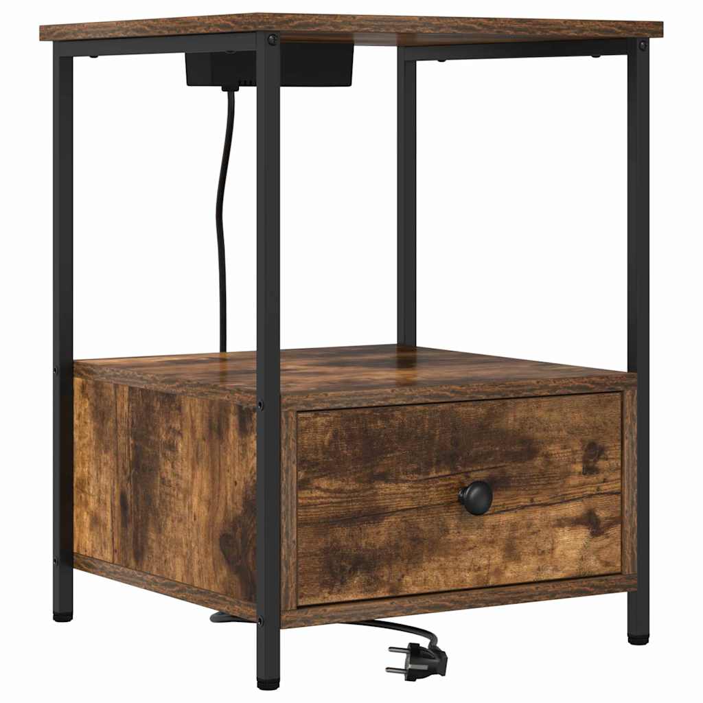 Armário Lateral com Estação de Carregamento Carvalho fumado