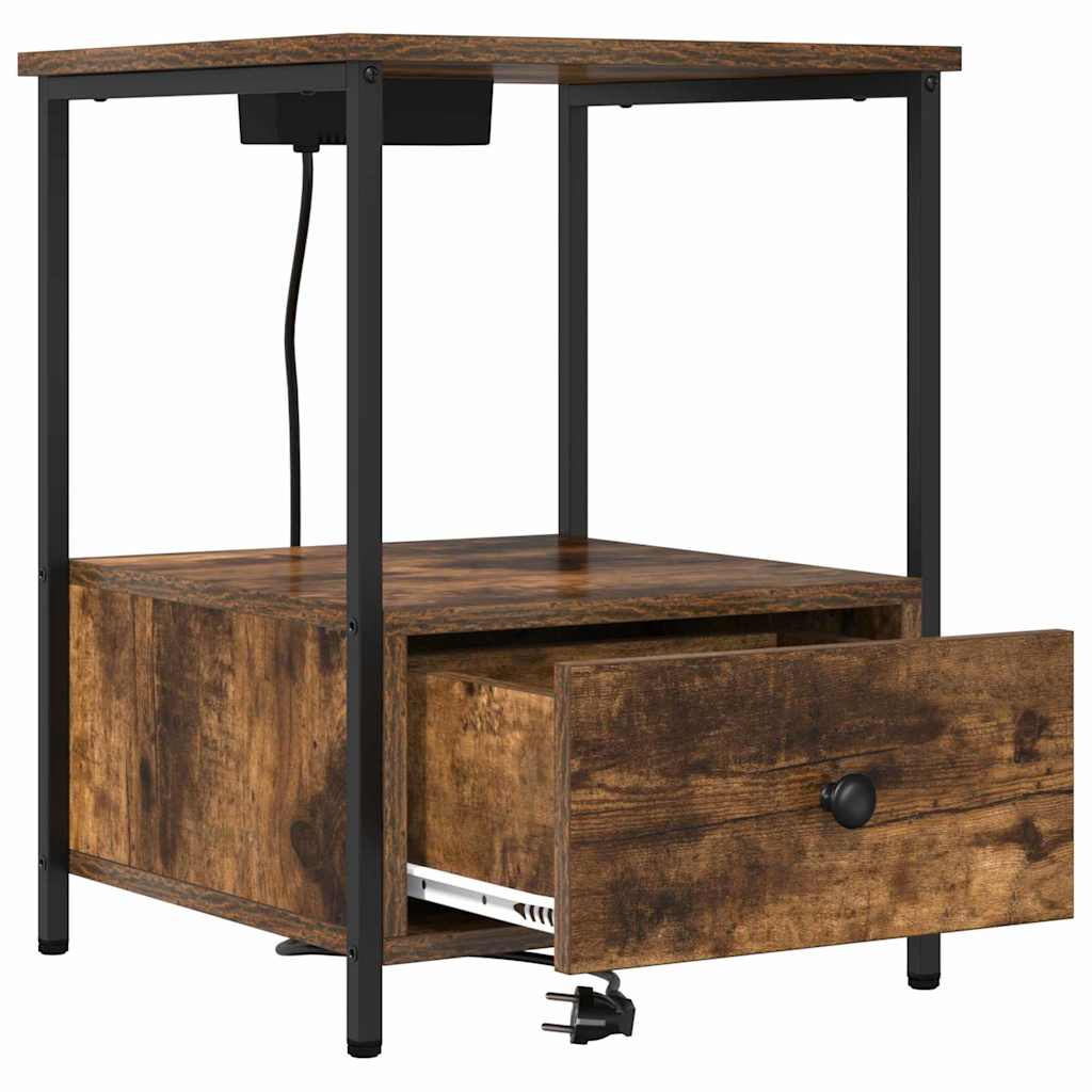 Armário Lateral com Estação de Carregamento Carvalho fumado