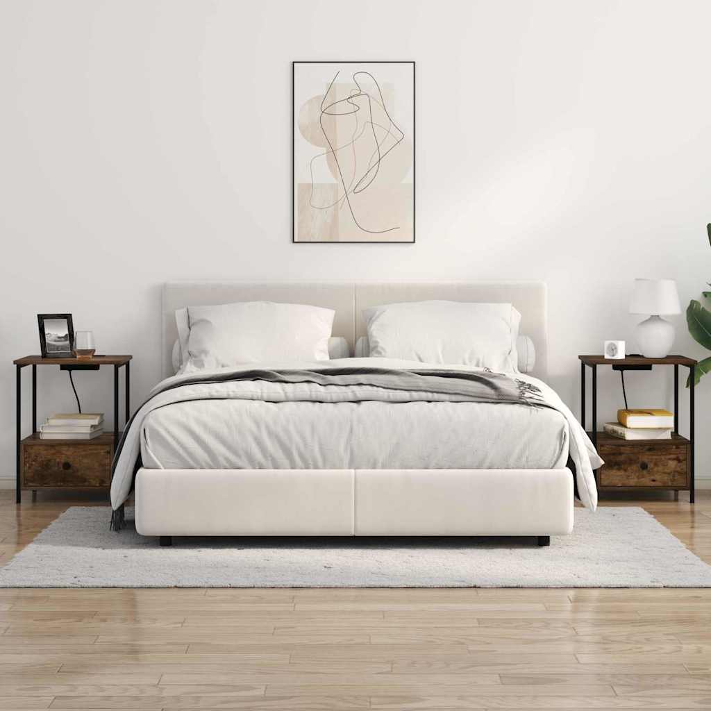 Armário Lateral com Estação de Carregamento Carvalho fumado