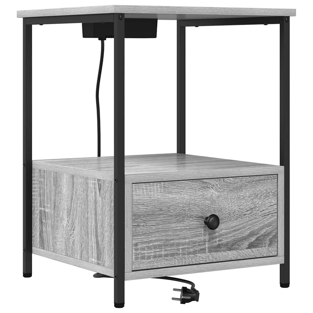 Armário Lateral com Estação de Carregamento Sonoma cinzento