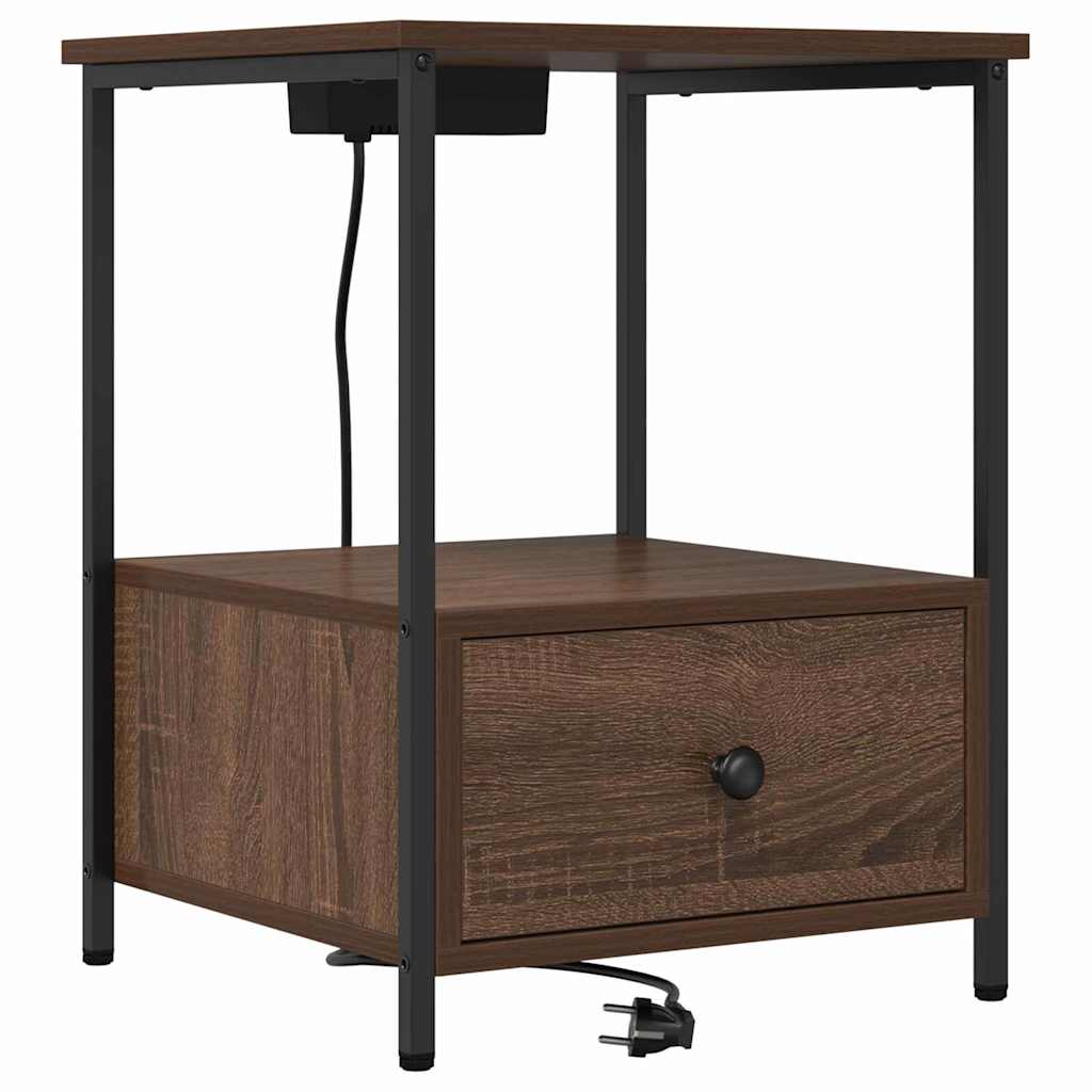 Armário Lateral com Estação de Carregamento Carvalho castanho