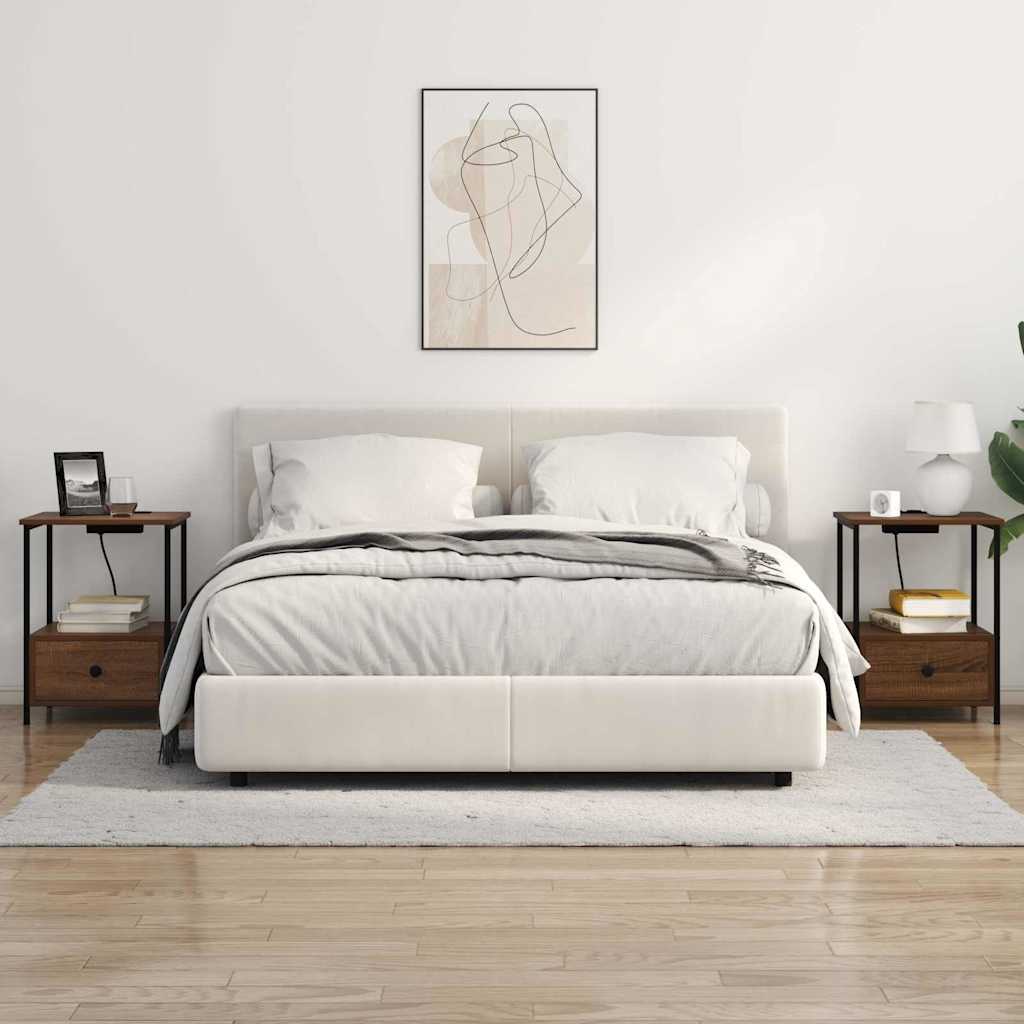 Armário Lateral com Estação de Carregamento Carvalho castanho