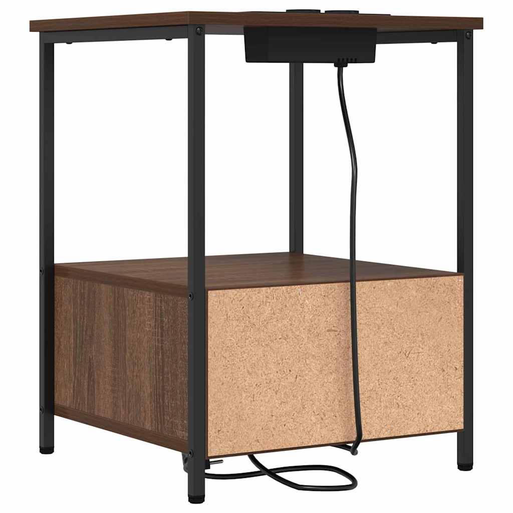 Armário Lateral com Estação de Carregamento Carvalho castanho