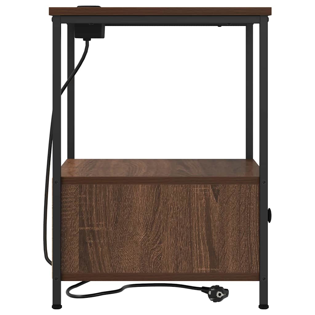 Armário Lateral com Estação de Carregamento Carvalho castanho