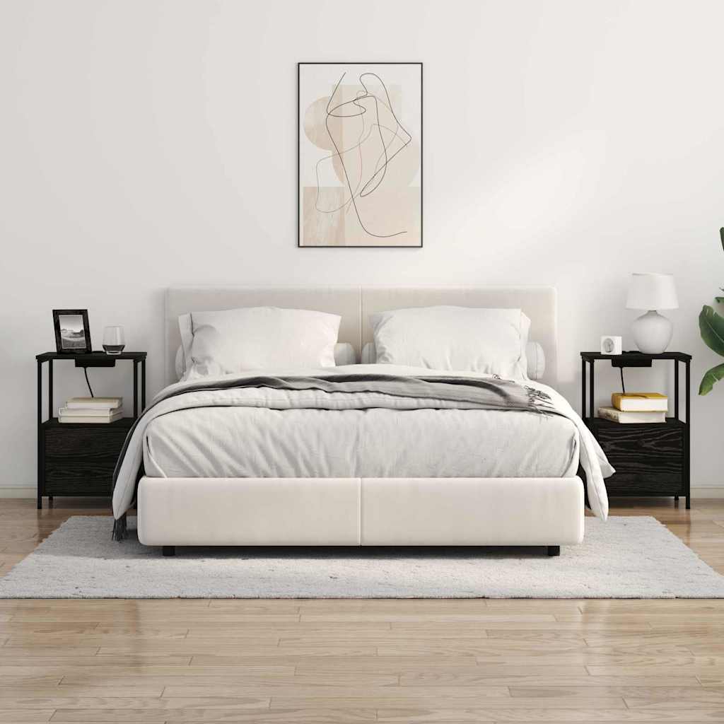 Armário Lateral com Estação de Carregamento Carvalho preto