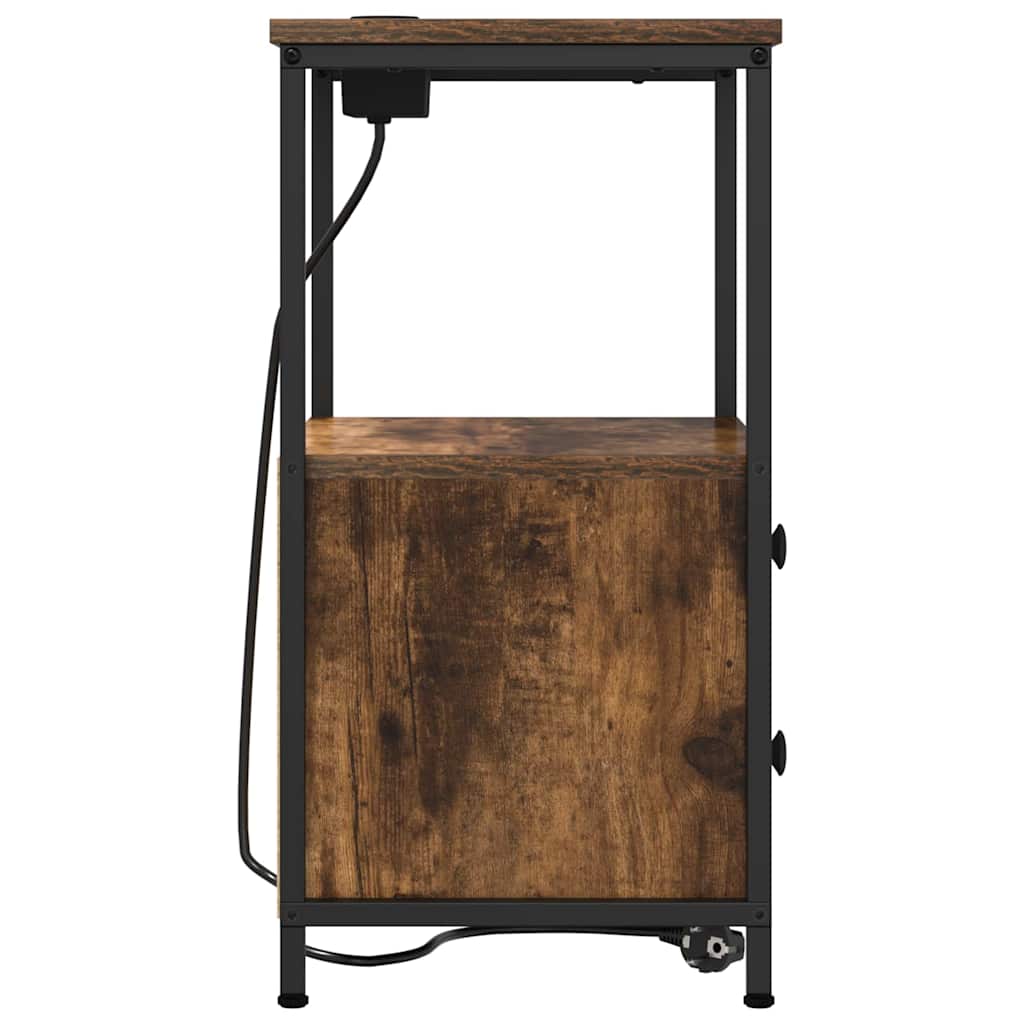 Armário Lateral com Estação de Carregamento Carvalho fumado