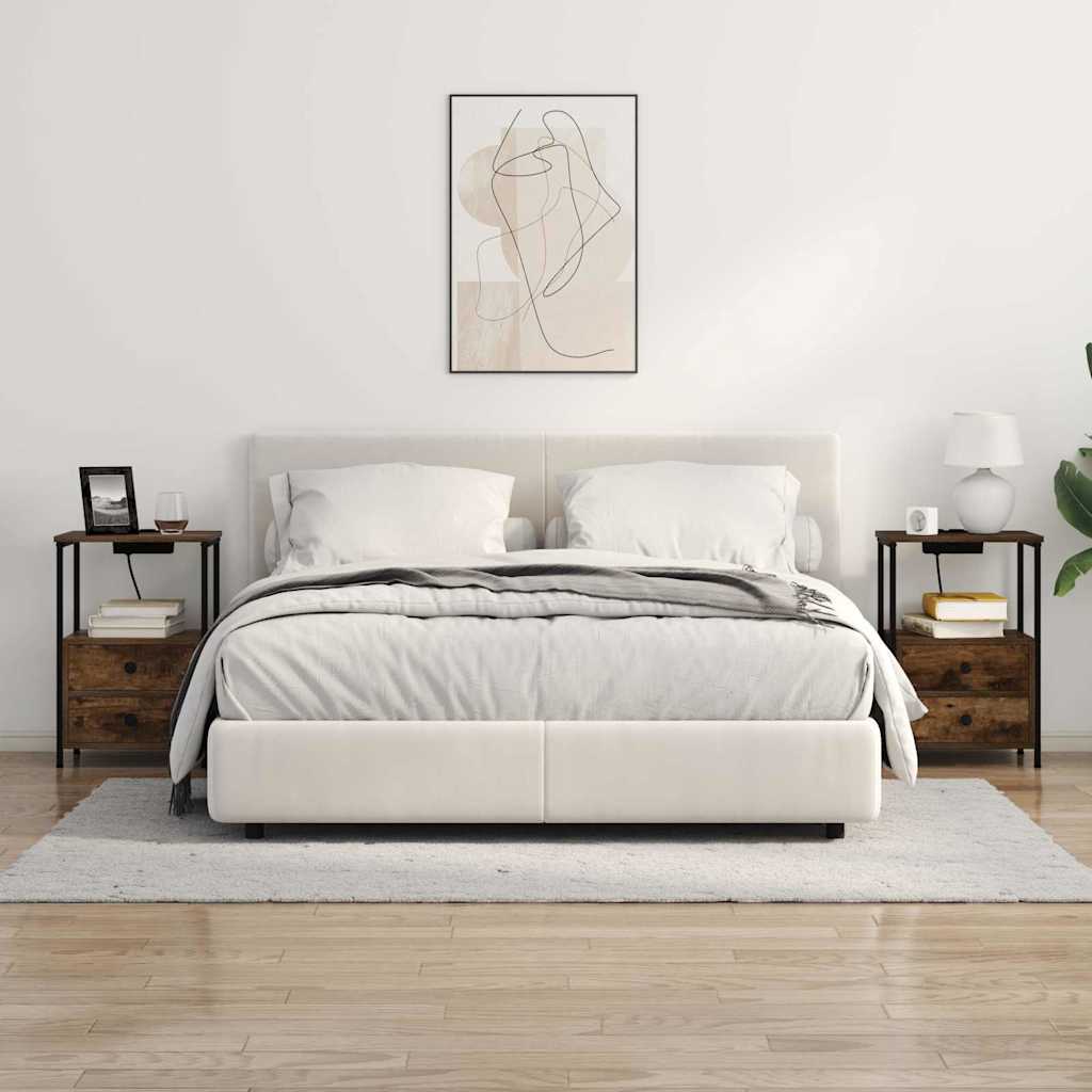 Armário Lateral com Estação de Carregamento Carvalho fumado