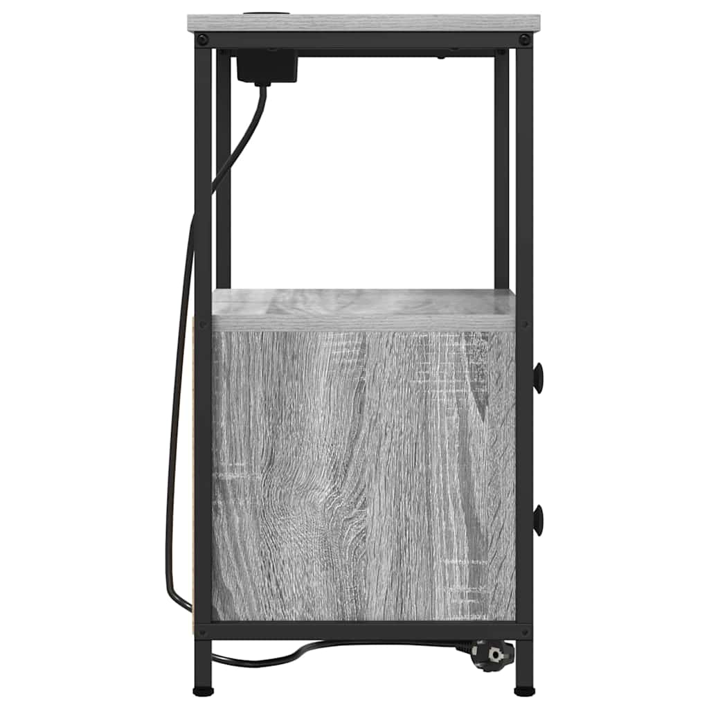 Armário Lateral com Estação de Carregamento Sonoma cinzento