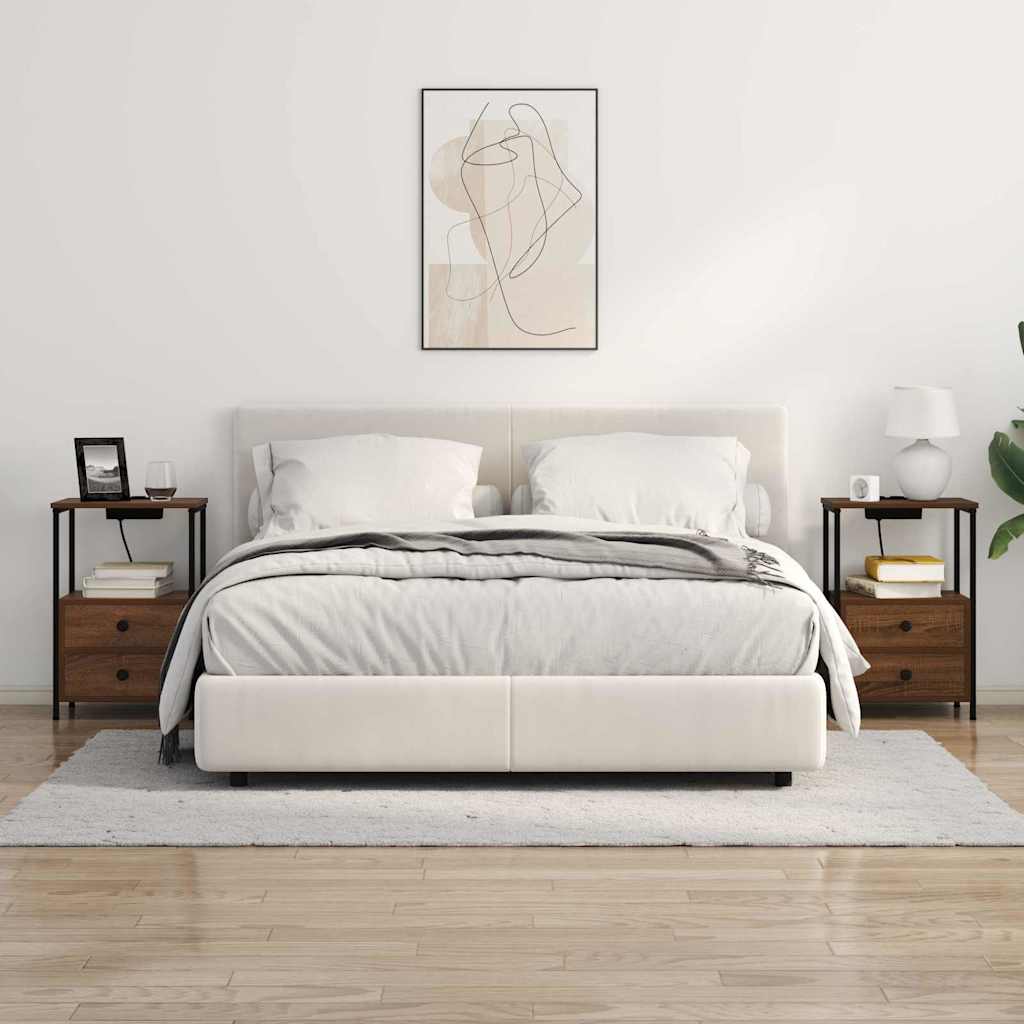 Armário Lateral com Estação de Carregamento Carvalho castanho