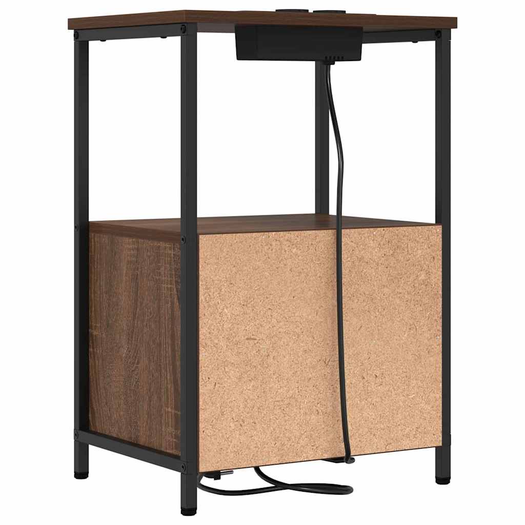 Armário Lateral com Estação de Carregamento Carvalho castanho