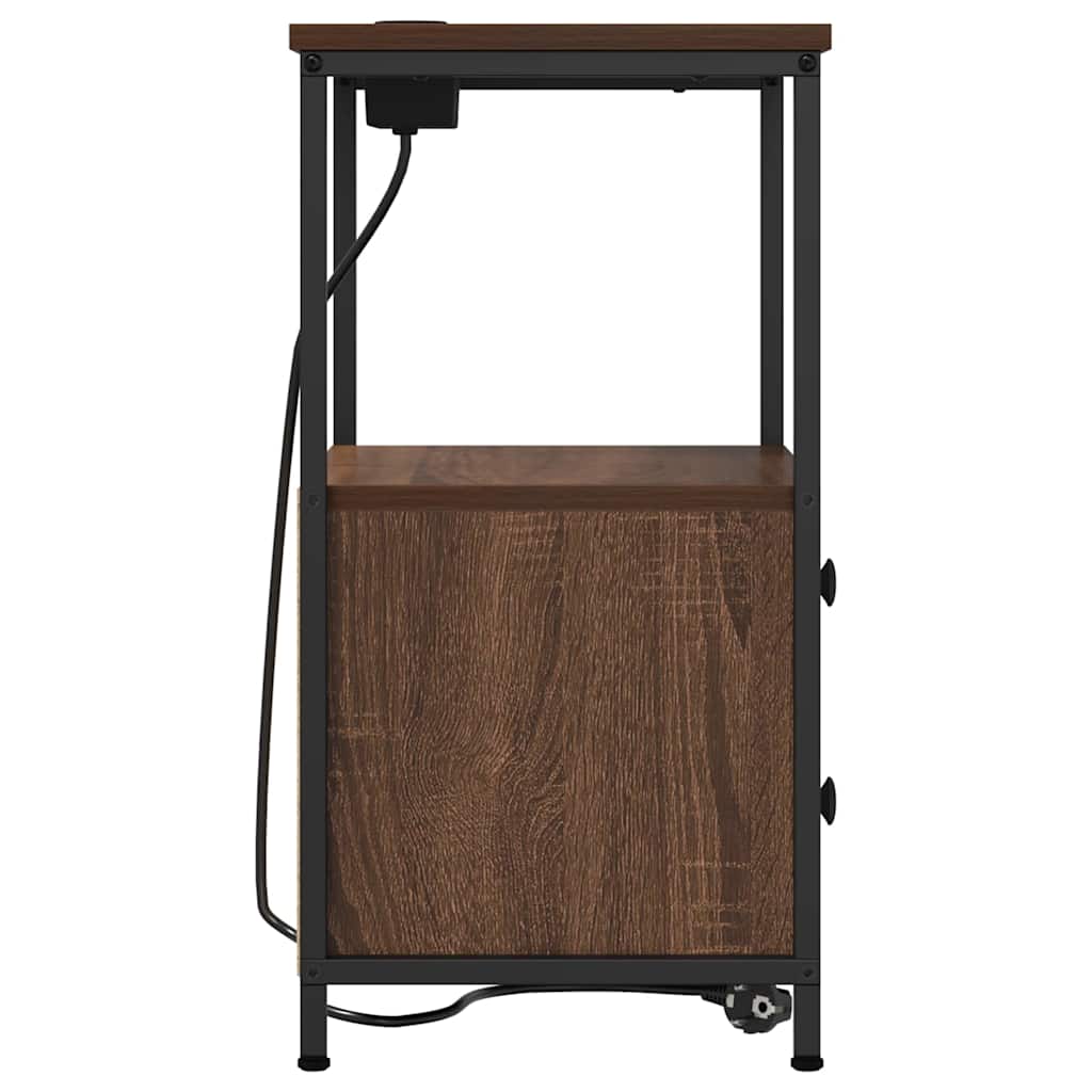 Armário Lateral com Estação de Carregamento Carvalho castanho