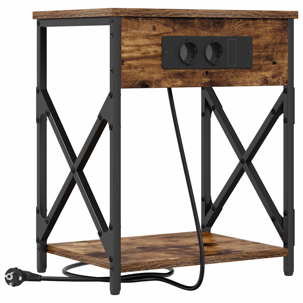 Armário Lateral com Estação de Carregamento Carvalho fumado