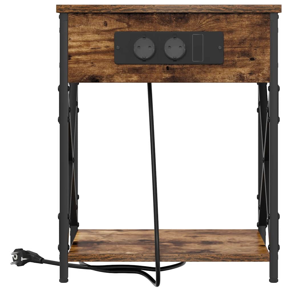 Armário Lateral com Estação de Carregamento Carvalho fumado