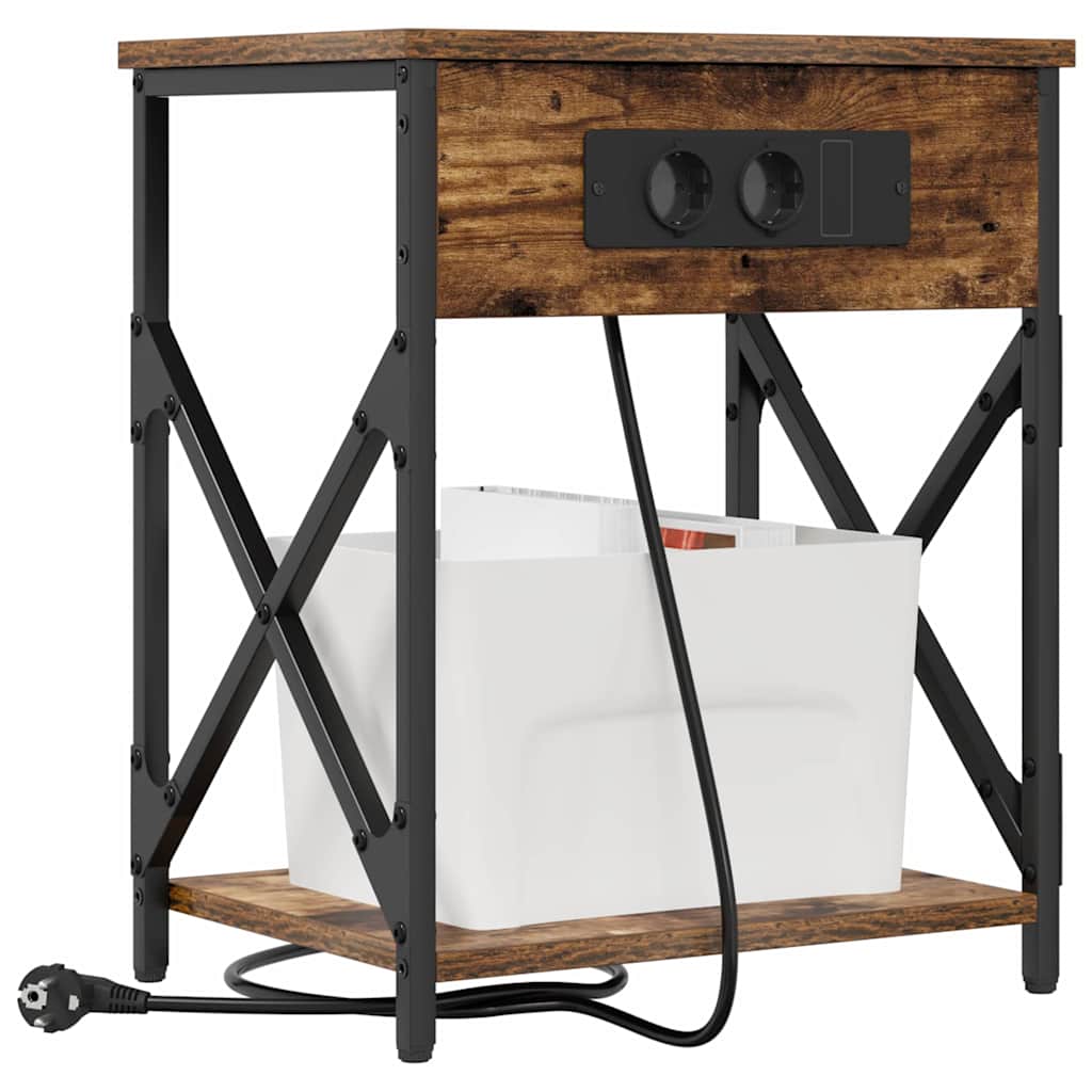 Armário Lateral com Estação de Carregamento Carvalho fumado