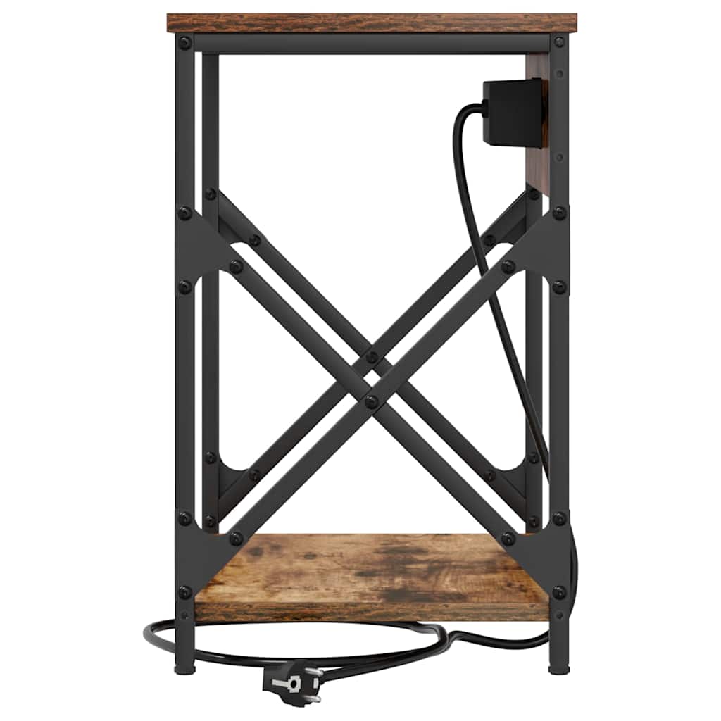 Armário Lateral com Estação de Carregamento Carvalho fumado