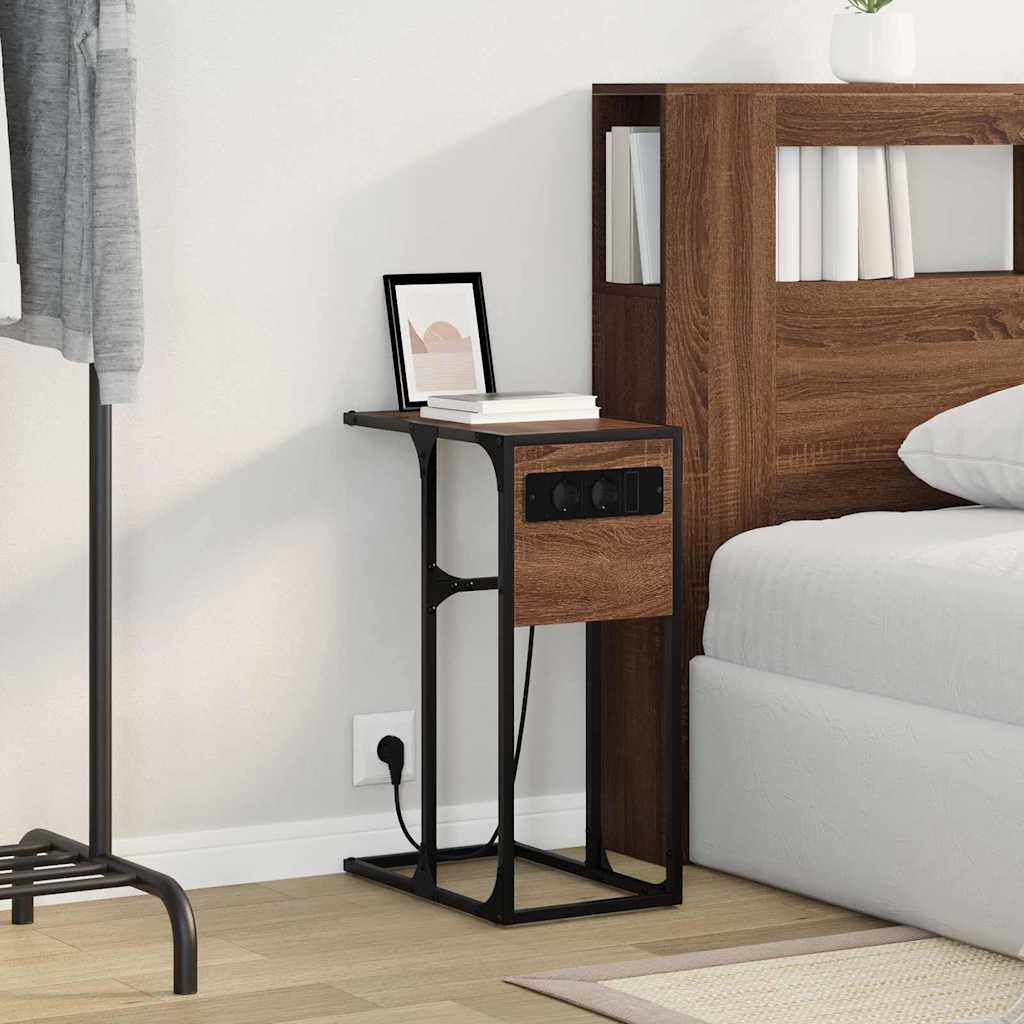 Mesa-de-cabeceira Carvalho castanho Madeira processada