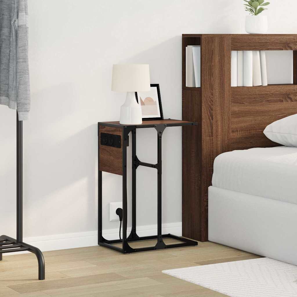 Mesa-de-cabeceira Carvalho castanho Madeira processada