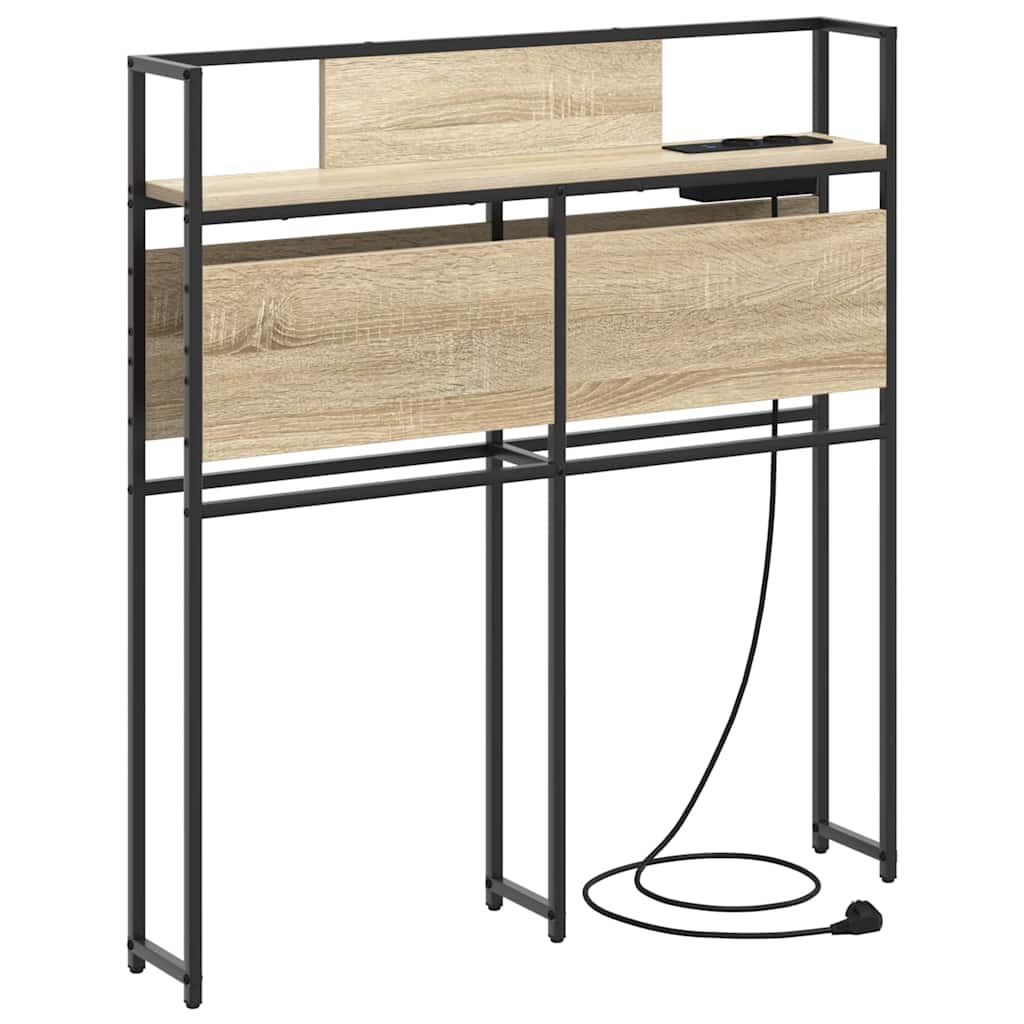 Cabeceira de armazenamento com prateleira Carvalho preto 75 cm