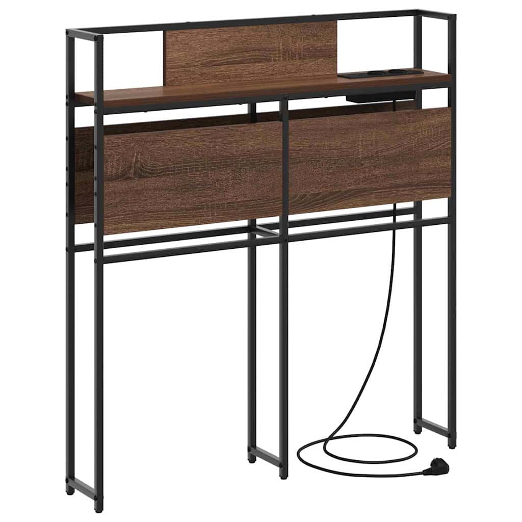 Cabeceira de armazenamento com prateleira Carvalho preto 75 cm