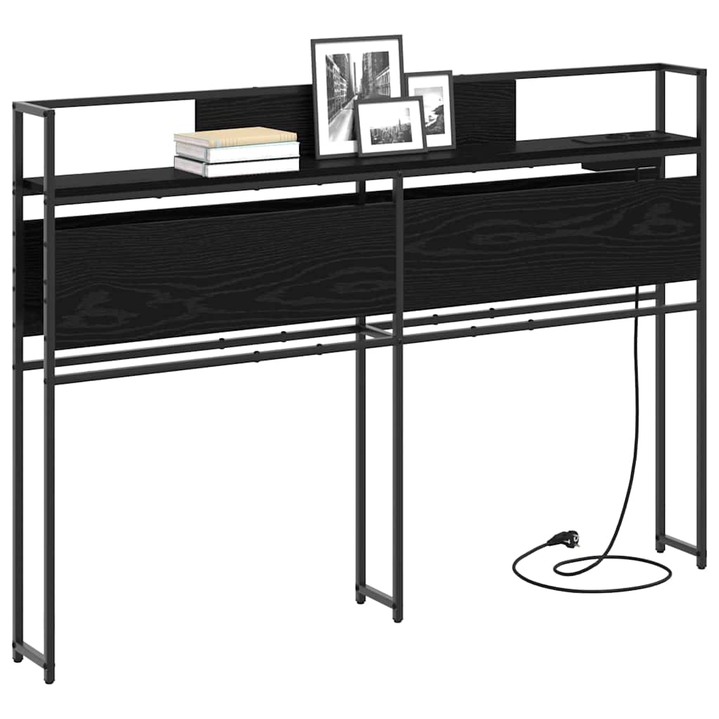 Cabeceira de armazenamento com prateleira Carvalho preto 120 cm