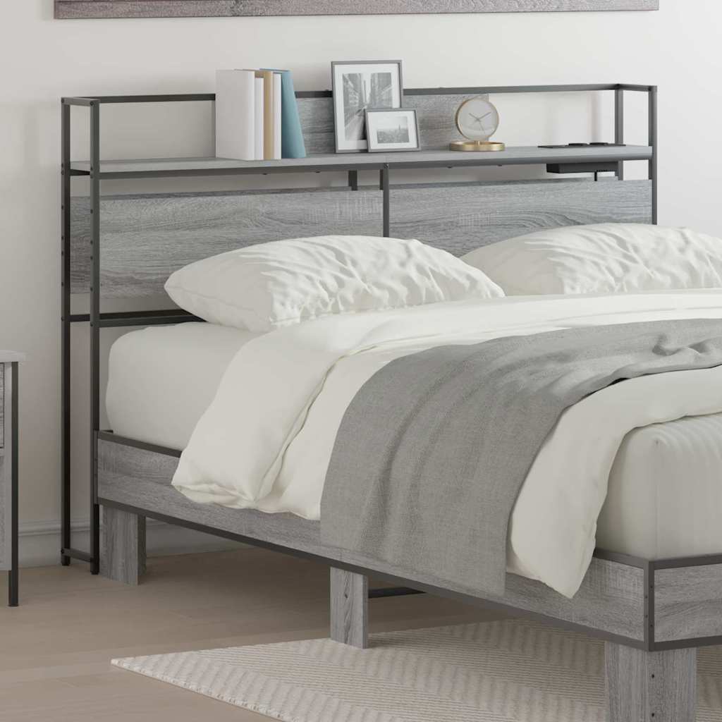Cabeceira de armazenamento com cabeceira Sonoma cinzento 135 cm