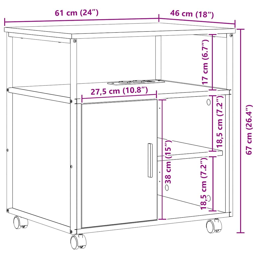 Gabinete de Escritório com Estação de Carregamento com roda