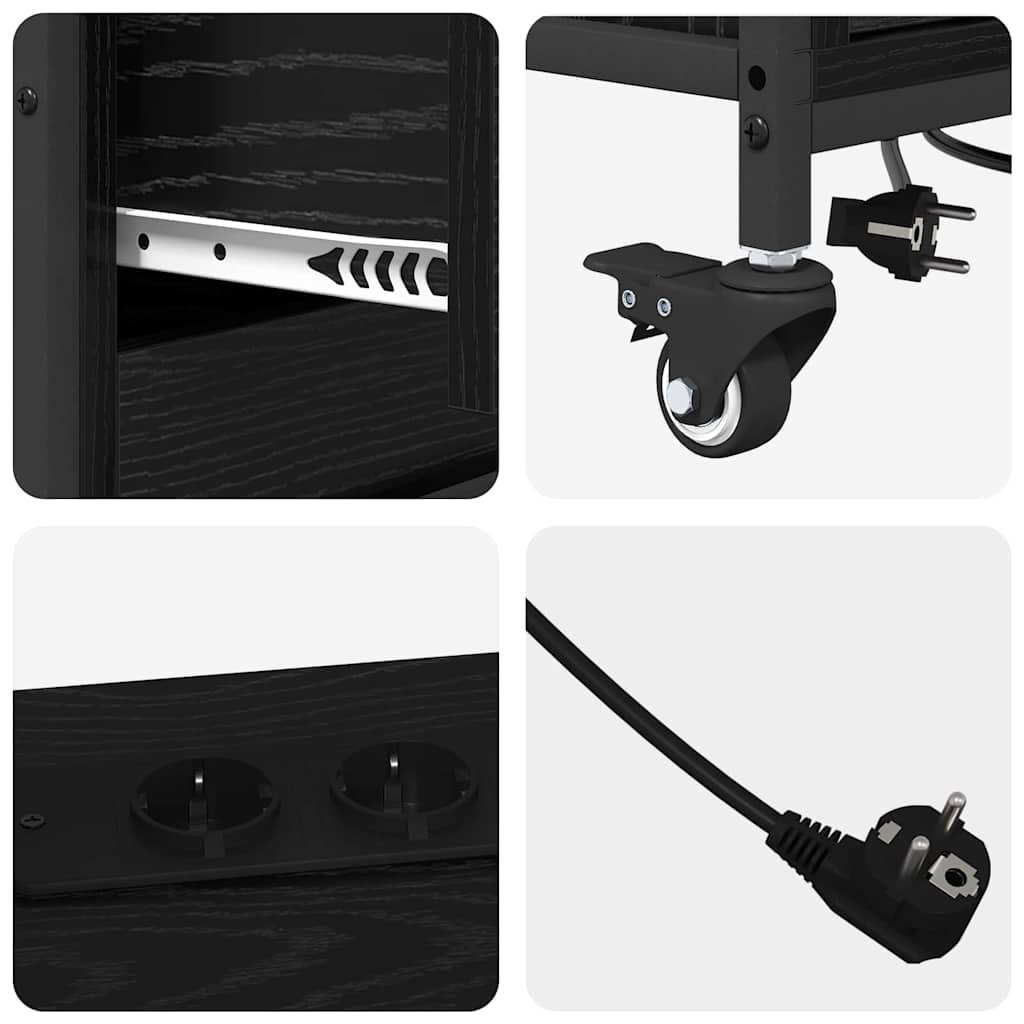 Armário de Escritório com roda Carvalho preto 76 x 41 x 72 cm