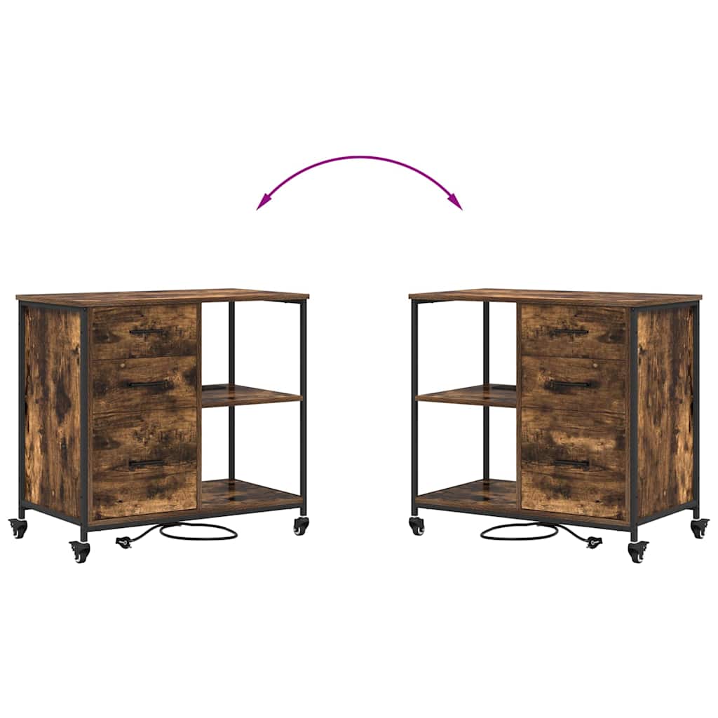 Armário de Escritório com roda Carvalho fumado 76 x 41 x 72 cm