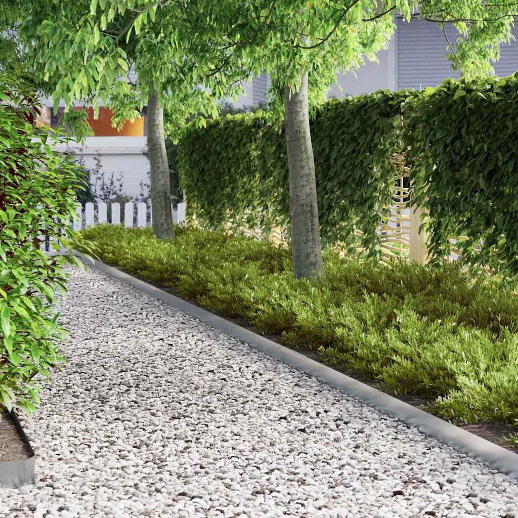 Acabamento de Jardim 4 pcs Prateado 450 x 10 cm Aço