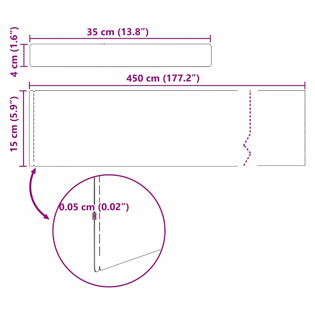 Acabamento para Gramado Prateado 450 x 0.05 x 15 cm