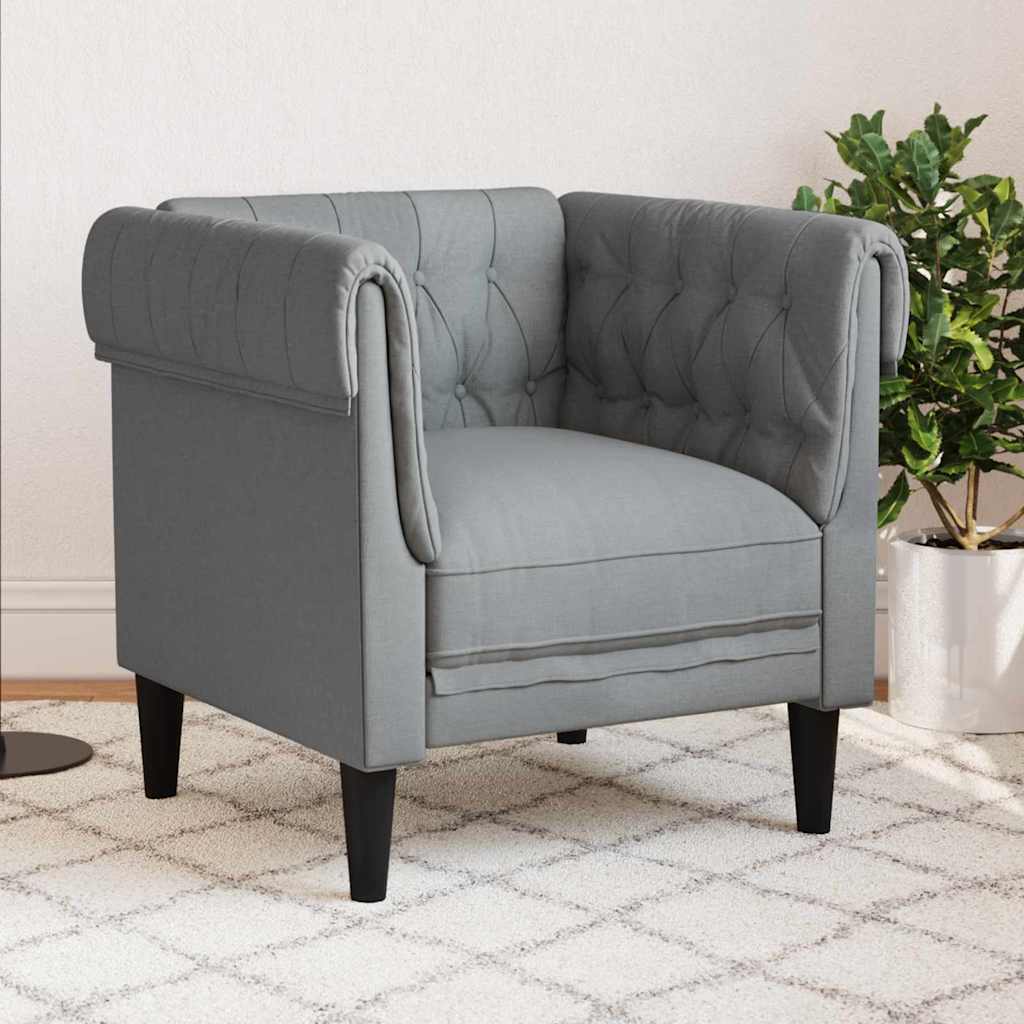 Poltrona Chesterfield Cinzento-claro 78.5 x 74.5 x 74.5 cm