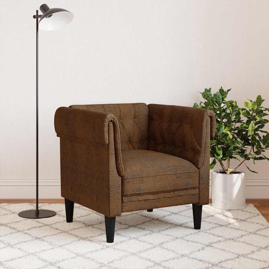 Poltrona Chesterfield Outros Castanho 78.5 x 74.5 x 74.5 cm