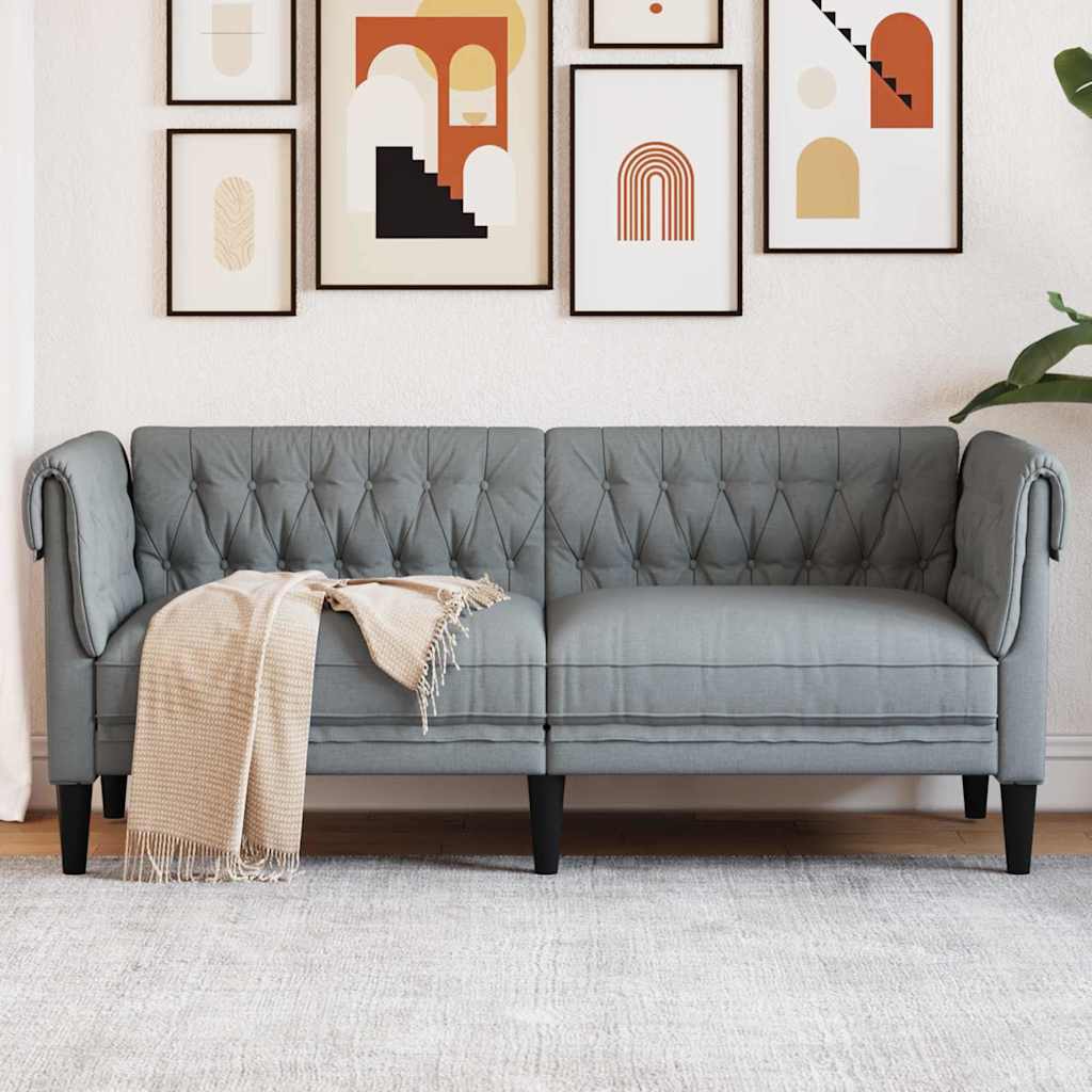 Sofá Chesterfield Cinzento-claro 182.5 x 74.5 x 74.5 cm tecido
