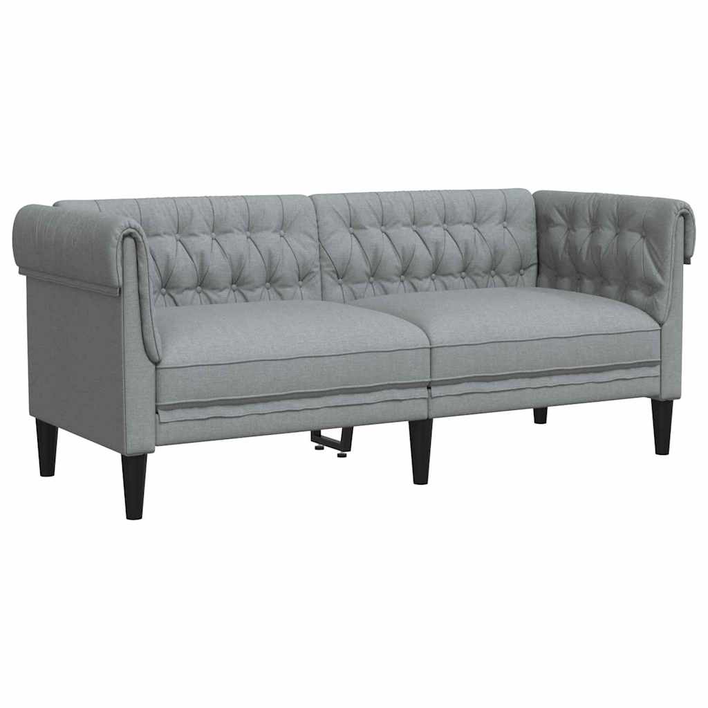Sofá Chesterfield Cinzento-claro 182.5 x 74.5 x 74.5 cm tecido
