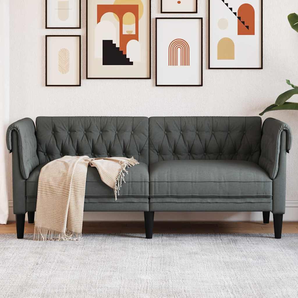 Sofá Chesterfield Cinzento escuro 182.5 x 74.5 x 74.5 cm tecido
