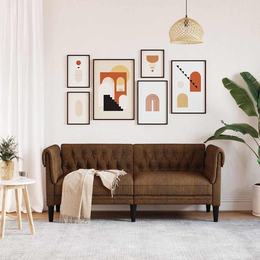 Sofá Chesterfield com almofada Castanho 182.5 x 74.5 x 74.5 cm