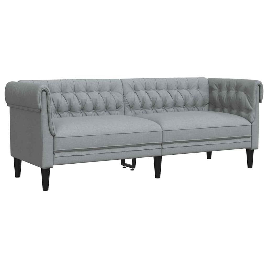 Sofá Chesterfield Cinzento-claro 201.5 x 74.5 x 74.5 cm tecido