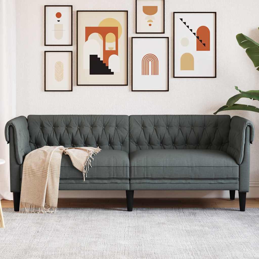 Sofá Chesterfield Cinzento escuro 201.5 x 74.5 x 74.5 cm tecido