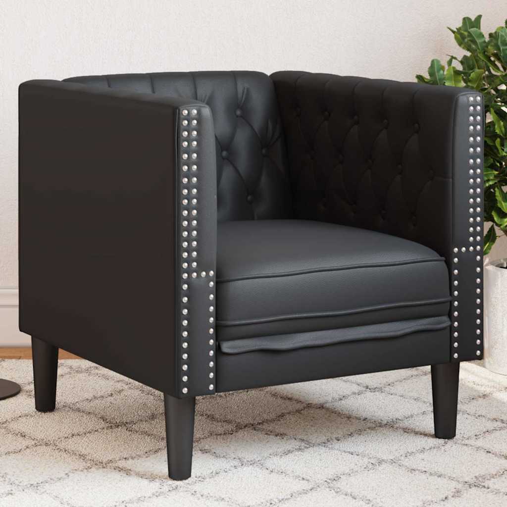 Poltrona Chesterfield Preto 71 x 74,5 x 70,5 cm Couro sintético