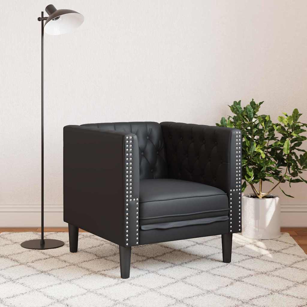 Poltrona Chesterfield Preto 71 x 74,5 x 70,5 cm Couro sintético