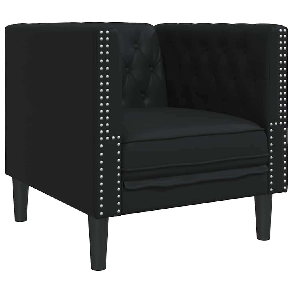 Poltrona Chesterfield Preto 71 x 74,5 x 70,5 cm Couro sintético