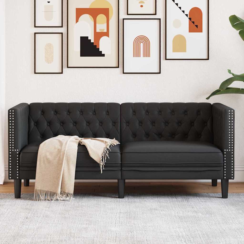 Sofá Chesterfield Preto 174 x 74,5 x 70,5 cm Couro sintético