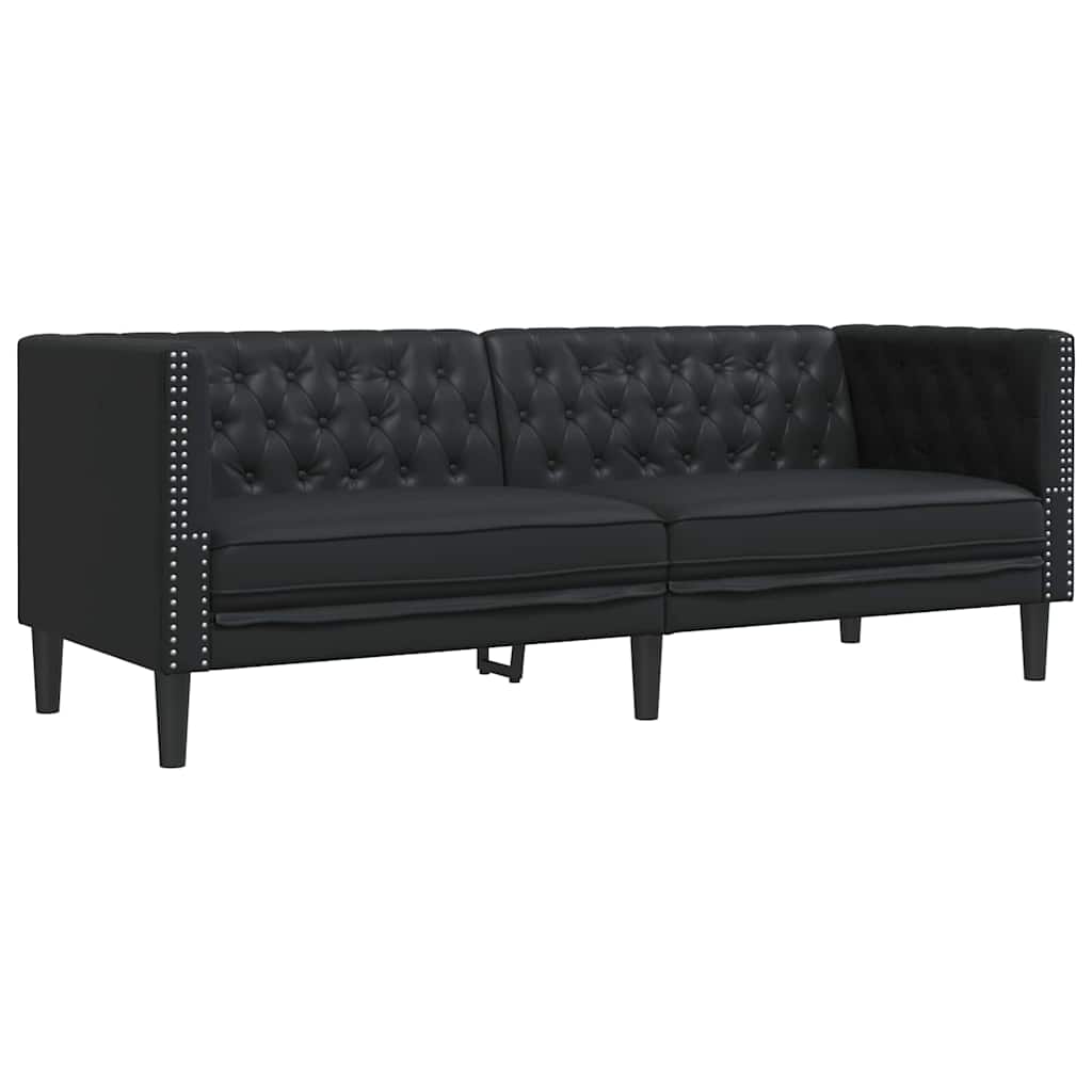 Sofá Chesterfield Preto 194 x 74,5 x 70,5 cm Couro sintético