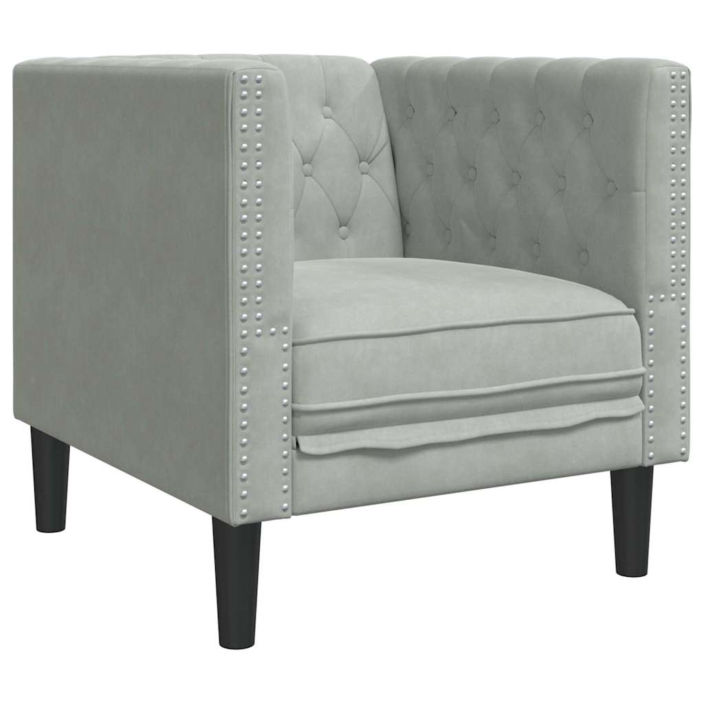 Poltrona Chesterfield Cinzento-claro 71 x 74,5 x 70,5 cm Veludo
