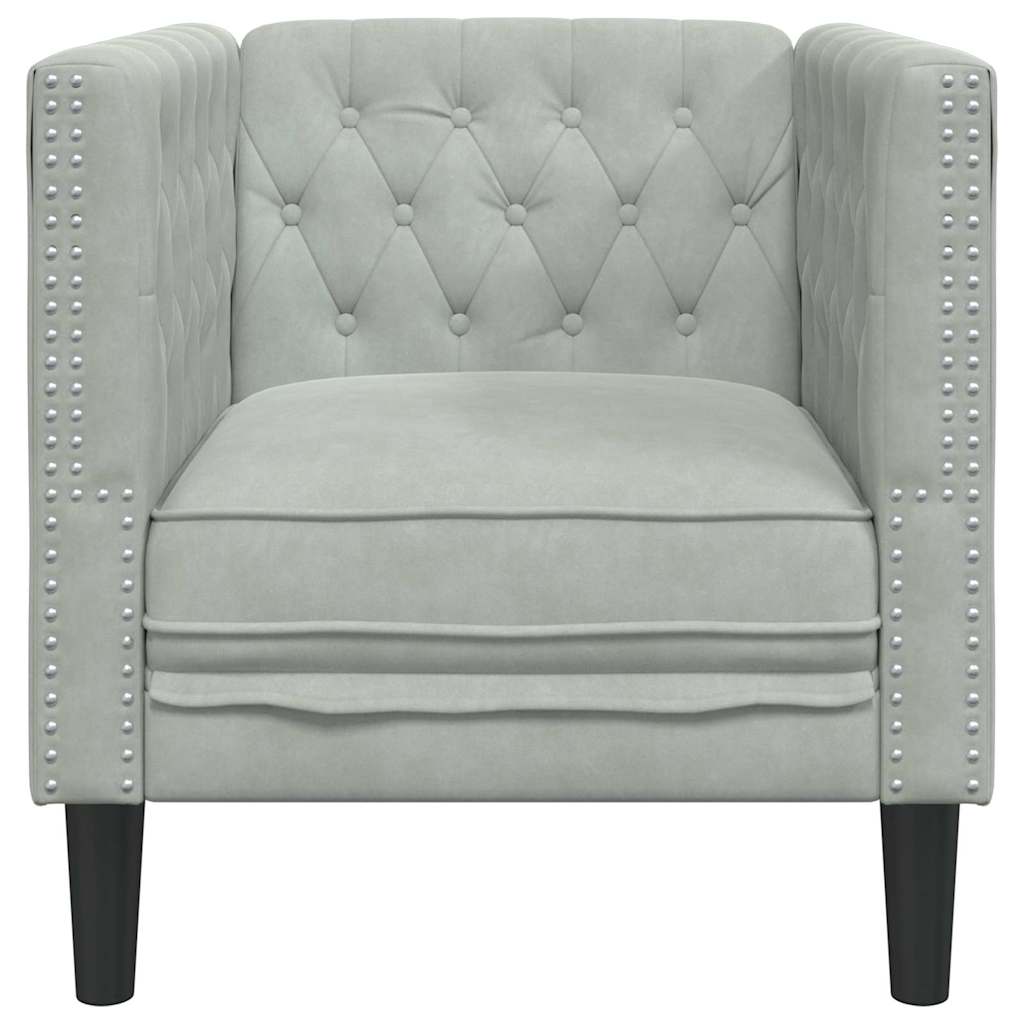 Poltrona Chesterfield Cinzento-claro 71 x 74,5 x 70,5 cm Veludo