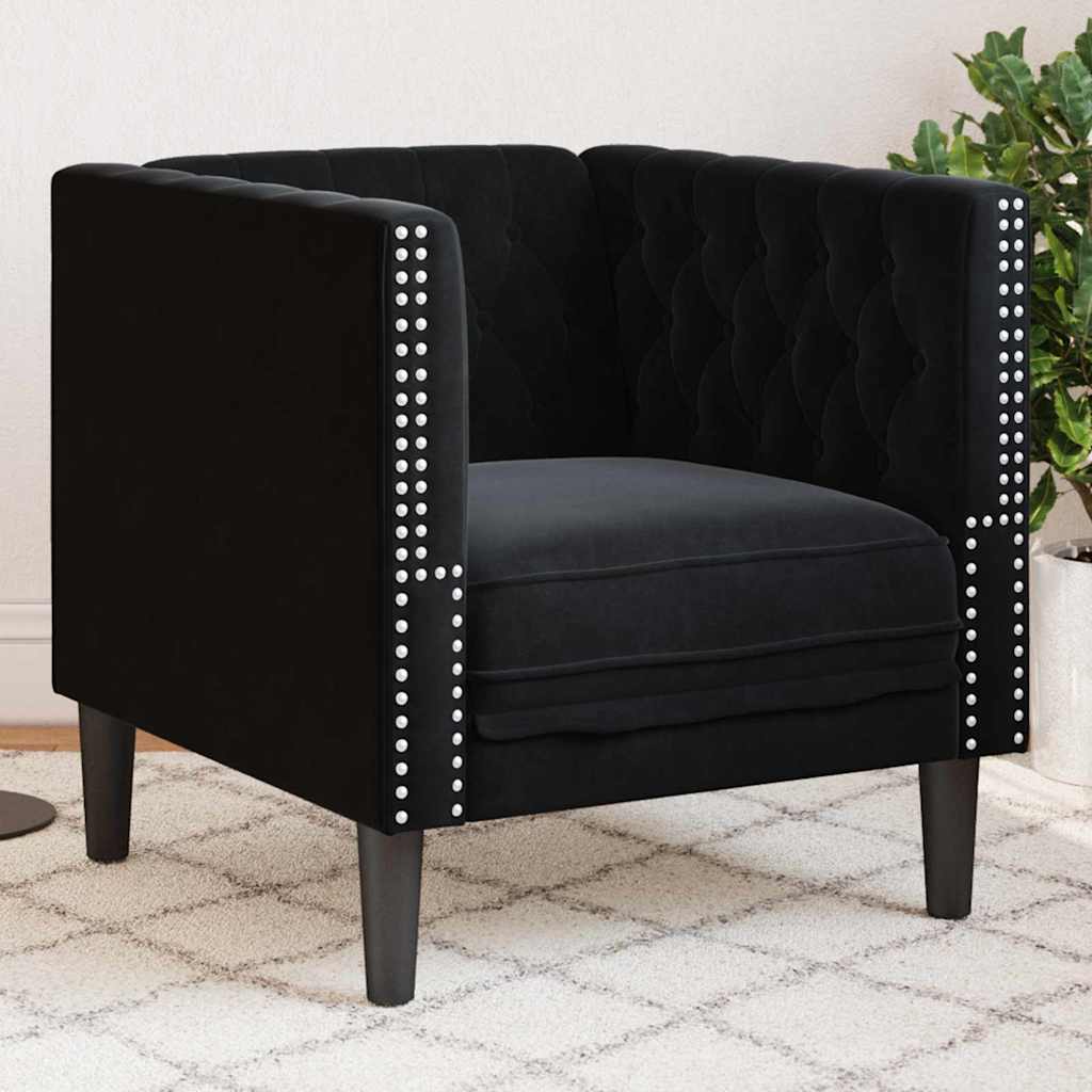 Poltrona Chesterfield Outros Preto 71 x 74,5 x 70,5 cm Veludo
