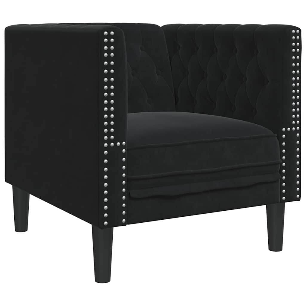 Poltrona Chesterfield Outros Preto 71 x 74,5 x 70,5 cm Veludo